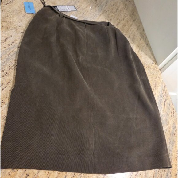 Lot Kasper Women Sz 12 100% Silk Green Skirt Pouch & Norton Floral Blouse Brown - Picture 11 of 16